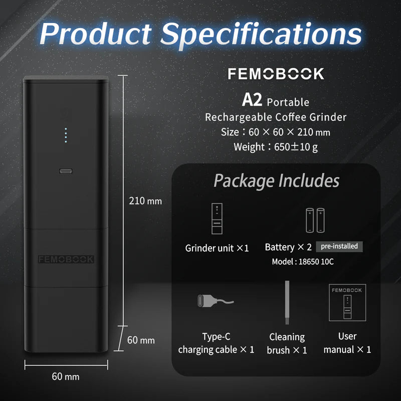Femobook A2 Electric Coffee Grinder | Molino Eléctrico Single-Dose