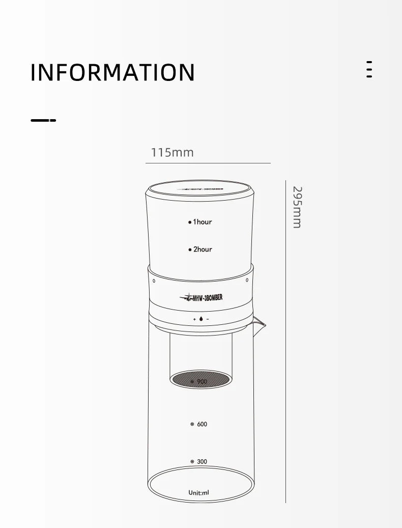 MHW-3BOMBER Coffee Baro Ice Dripper - Cafetera de Goteo Frío 600ml