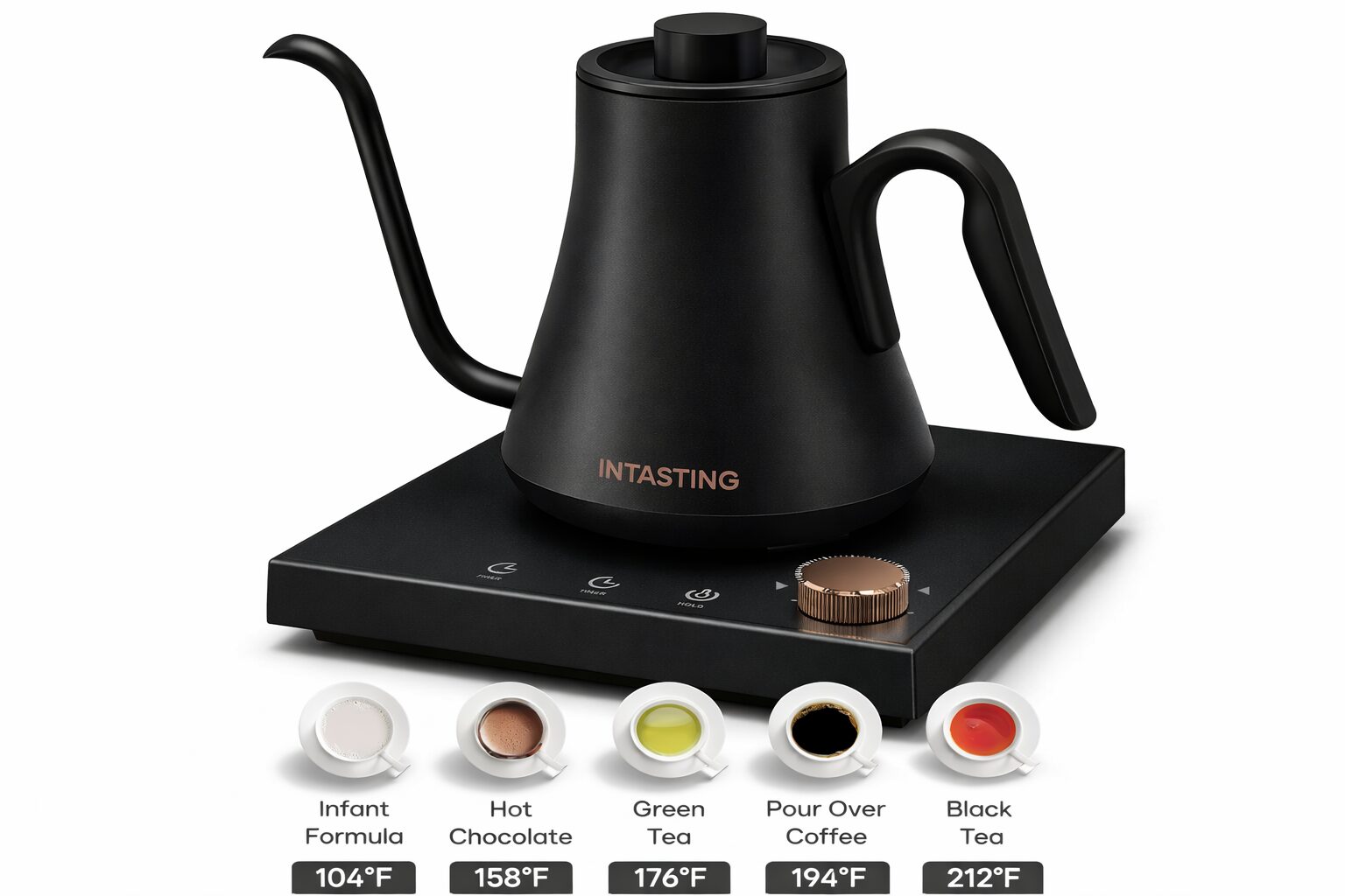 Hervidor Eléctrico de Cuello de Ganso INTASTING Smart (0.9L) – Control de Temperatura ±1°F - El Mae de los Filtros
